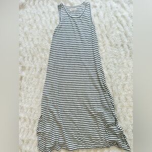 Cream and charcoal striped tank maxi dress